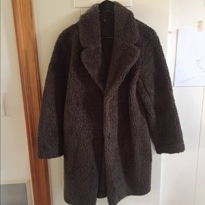 Fuzzy olive green long coat